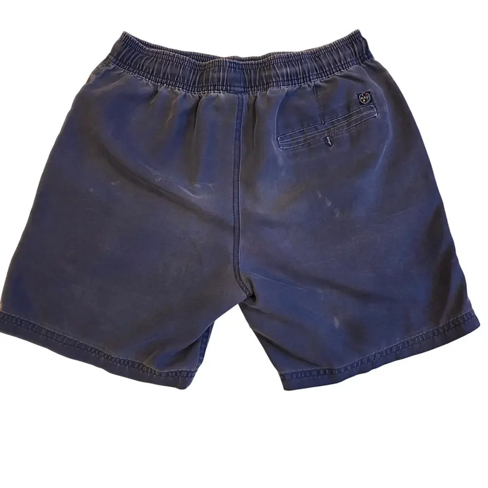 Vintage 90s Maui and Sons Original Boardwear Swim‎ Trunks Navy Blue S Gorpcore